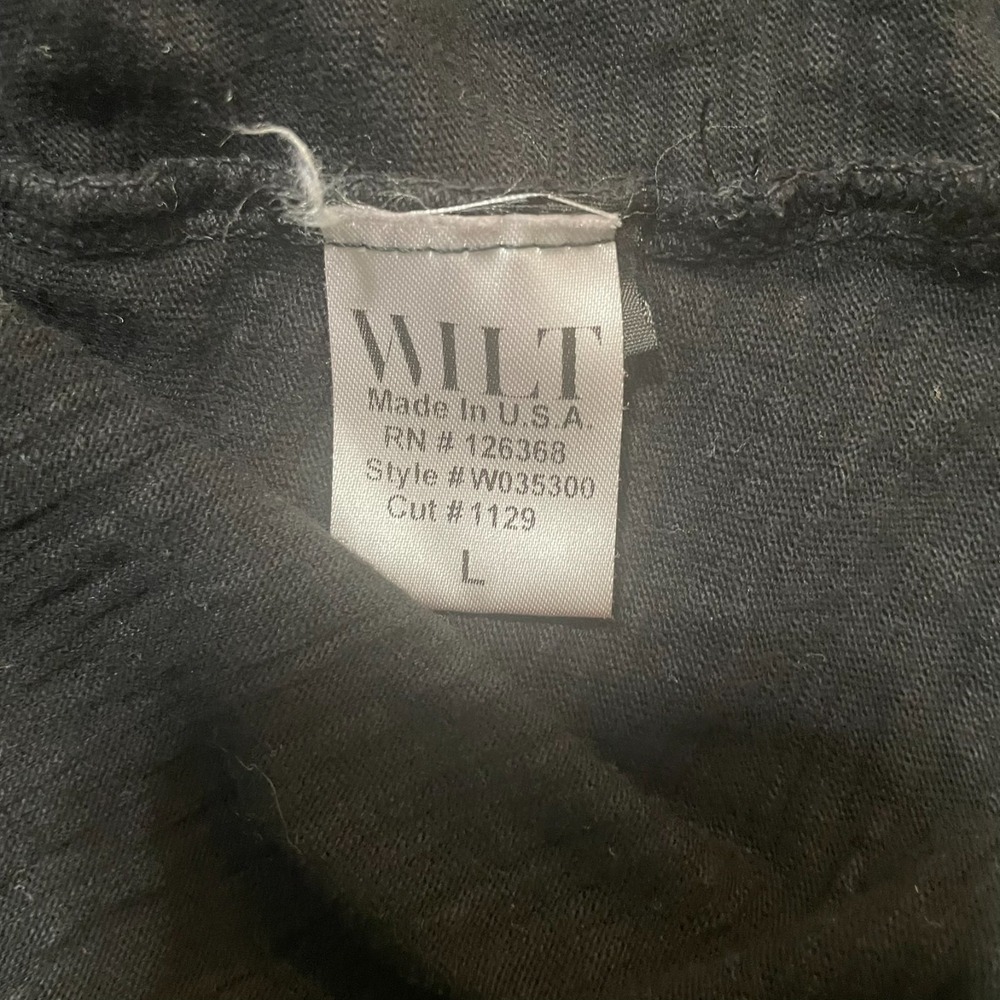 WILT Asymmetrical Hem Top Womens Sz L V-Neck Short Sleeve Pullover Black Cotton - Picture 7 of 8
